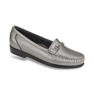 SAS Metro Slip On Loafer Moc Shoes Womens Sz 11.5 WW Double Wide Pewter Leather
